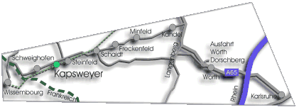 Der Weg nach Kapsweyer ( Wissembourg, Schweighofen, Steinfeld, Schaidt, Freckenfeld, Minfeld, Kandel, Langenberg, Wrth, Karslruhe, Pamina Radweg )